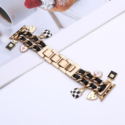 For Iwatch Strap Xiaoxiang Style Iwatch6543 Generation Denim Chain Metal BraceletXiaoxiang Style Strap