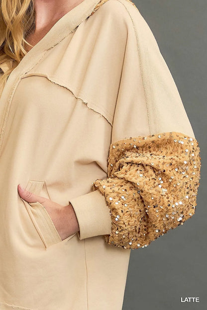 Umgee Sequined French Terry Jacket