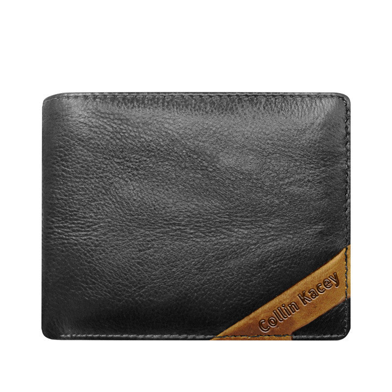 Men's Cowhide Bag Fashion Short Wallet Multi-card Wallet