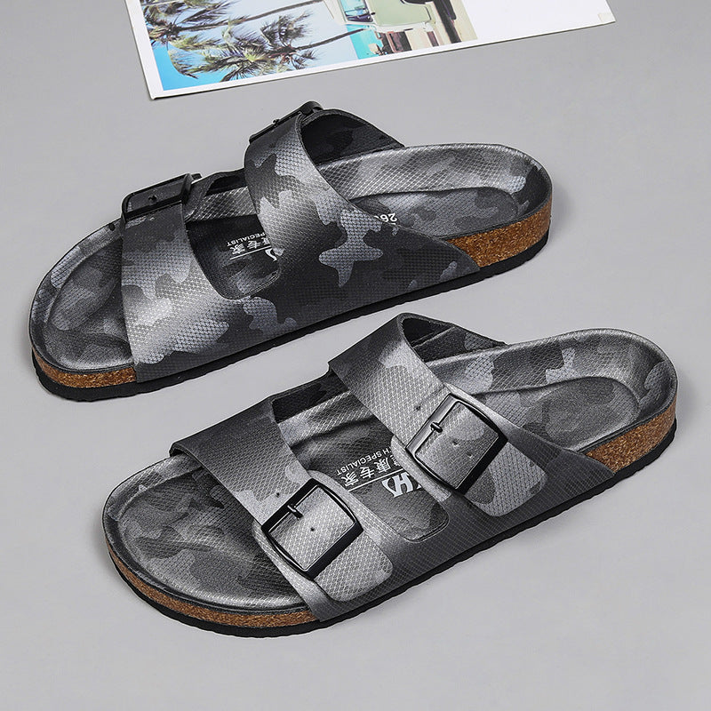 Frosted Leather Platform Slippers: Unisex, Double-breasted
