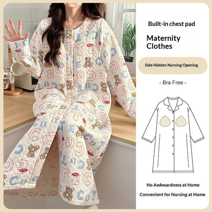 Air-cotton Padded Nursing Dress For Pregnant Women With Built-in Breast Pads