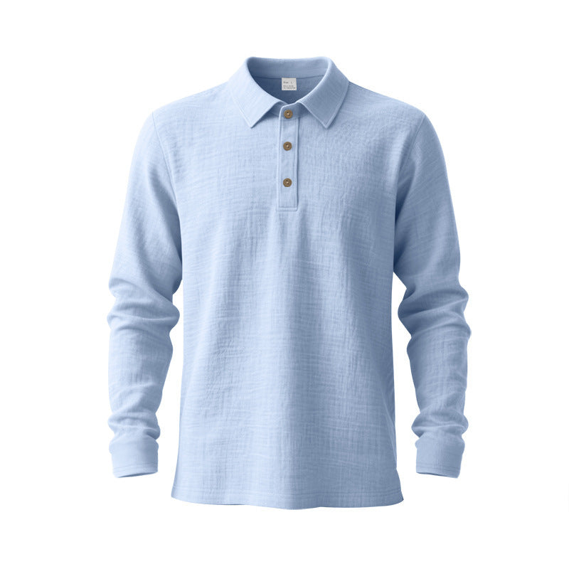 New Cross-Border Amazon Spring And Autumn Linen Polo Long-Sleeve Multi-Color Classic Quick-Dry Breathable Versatile Men's Style