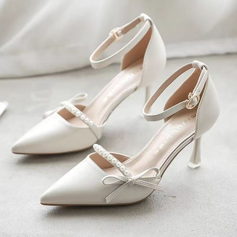 Women Summer 2026 New Comfortable Versatile One Strap Niche Pumps French Stiletto Bridesmaid Heels