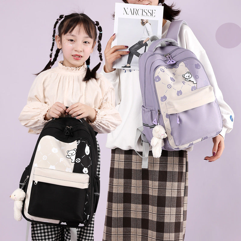 Schoolbag Lightweight And Large Capacity Elementary School Studebt Cute Bear Backpack