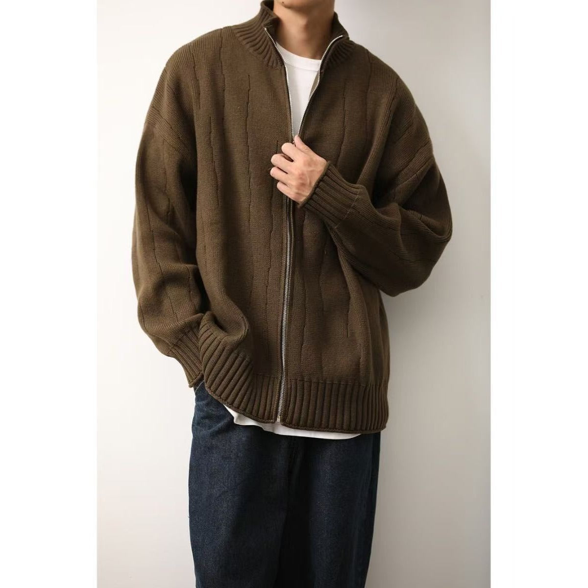 Knitted Sweater Jacket Men's Casual Cardigan Sweater