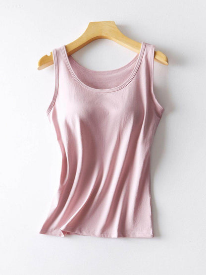 Round Neck Tank with Bra for Comfortable Everyday Wear