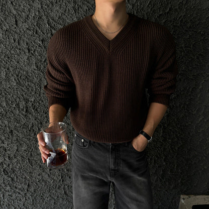 Mens AutumnWinter Loose-Knit Bottoming Sweater