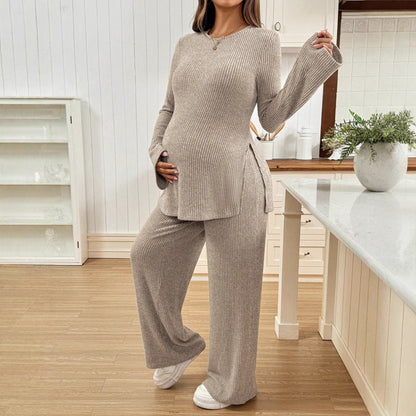 Knitted Maternity Pants With Adjustable Waist Maternity Outfit