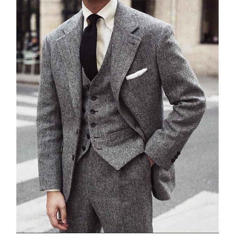 Retro Wool British Tweed Slim-Fit Casual Blazer