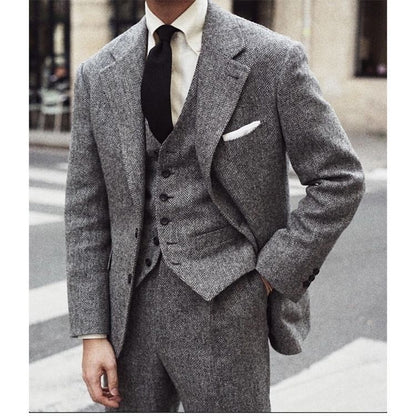Retro Wool British Tweed Slim-Fit Casual Blazer