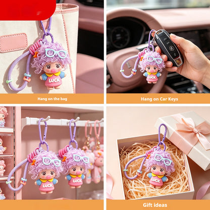 Curly-haired Dopamine Pacifier Doll Keychain Pendant