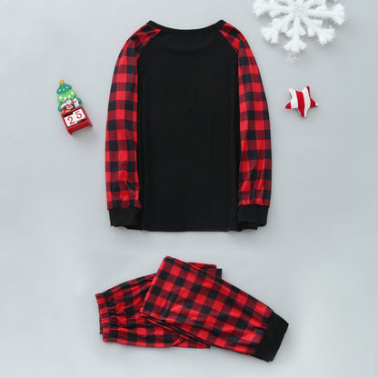 Christmas Tree Starry Plaid Print Long-sleeved Parent-child Outfit