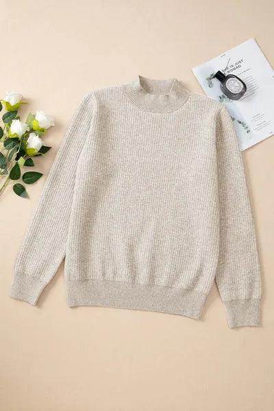 Mock Neck Long Sleeve Sweater for Women Comfortable Fit
