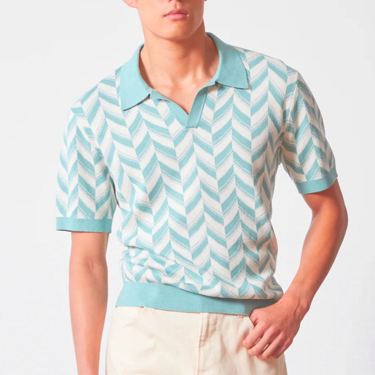 Men's Casual Jacquard Knit Cardigan With A Lapel