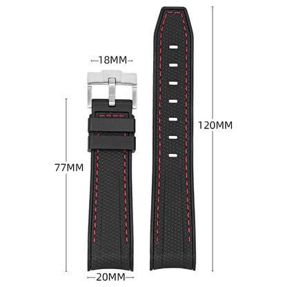 Curved-end Strap 20mm Silicone Watch Band For Men