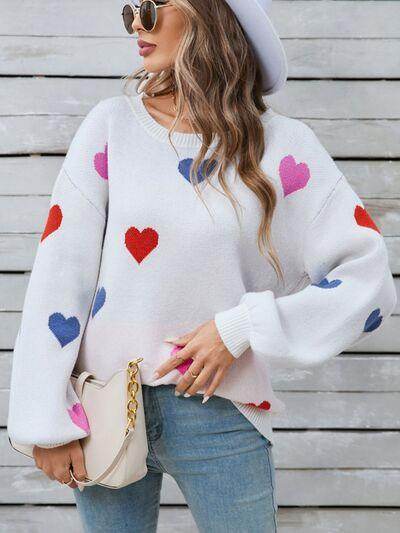 Angel Wings Heart Round Neck Long Sleeve Sweater for Women