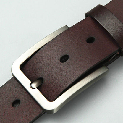 Cowhide Pin Buckle Men's Single-layer Leather Belt