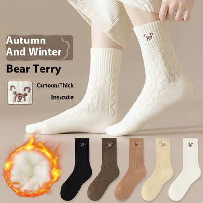 Thickened Terry-loop Hosiery Children's Cartoon Bear Tube Socks