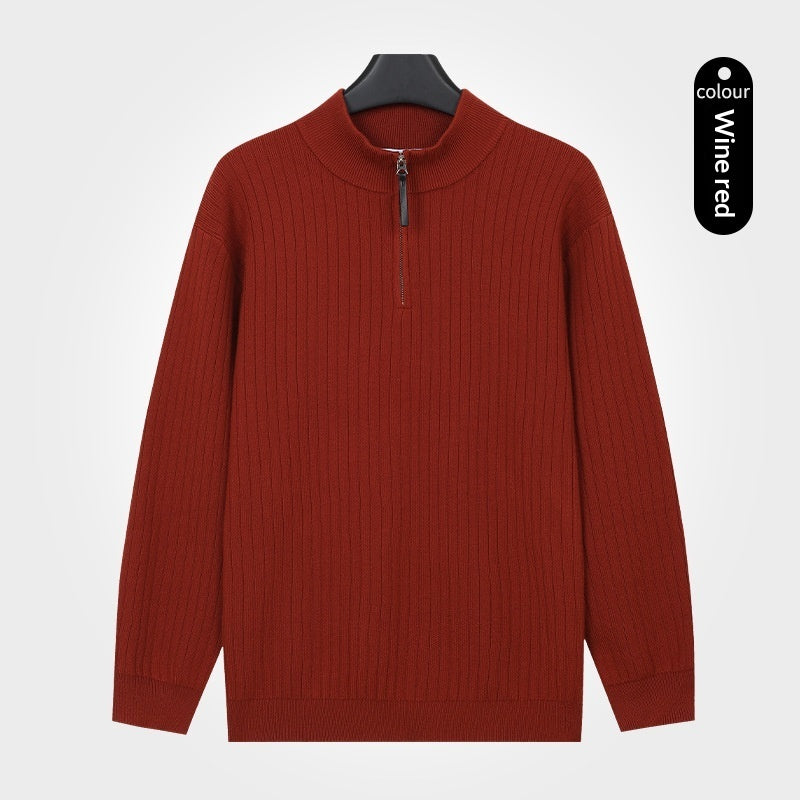 Men's Semi-Zip Knit Sweater With A Light Luxury Feel Soft And Warm For Autumn And Winter