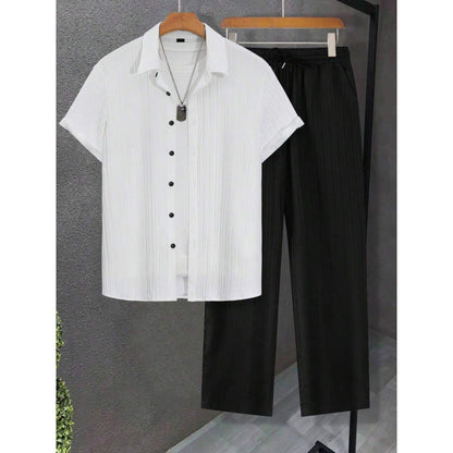 Digital-print Short-sleeve Shirt And Pants Set