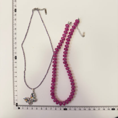 Holiday Necklace Warm Bubble Gum Natural Stone Beads