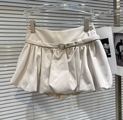Arrival Sweet Retro-Style Double-Breasted Puff-Sleeve Top And Bloomer Skirt Set For Women