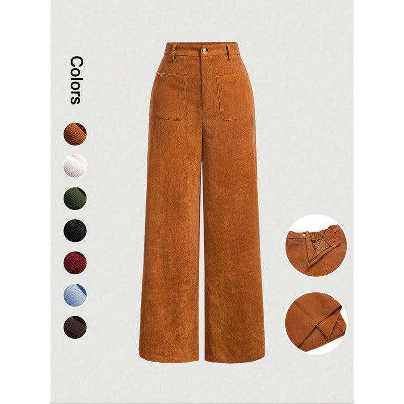 Spring And Autumn Retro Straight-leg Corduroy Pants