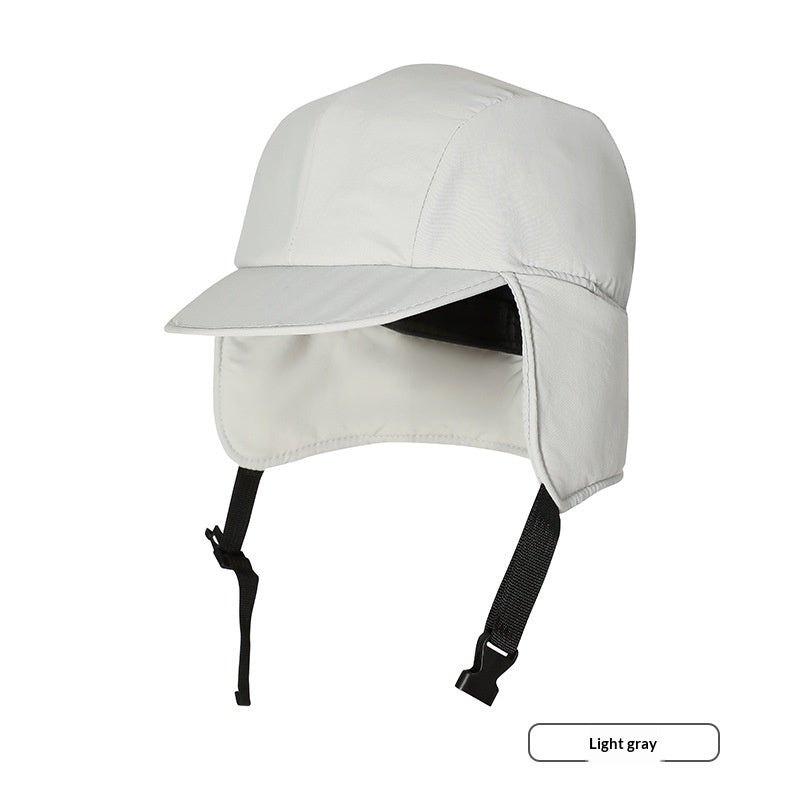 Outdoor Fleece-lined Warm Ponytail Baseball Cap With Ear Flaps