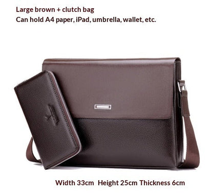 Trendy Men's Business Office And Casual Large-capacity Leather Bag