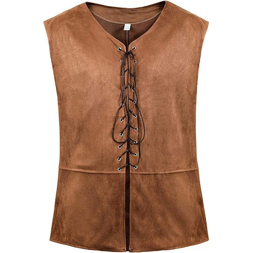 Retro Steampunk Vest Mens Lace-Up Waistcoat