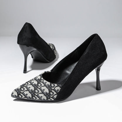 2026 Women High Heels Stiletto Fashion New Comfortable Black Professional Commute Medium Heel Pumps