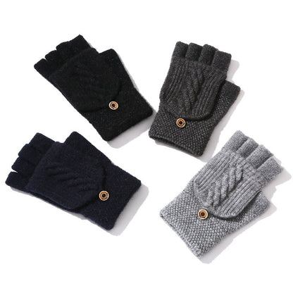 Women's Korean-style Thickened Thermal Knit Gloves In Solid Colors For Winter
