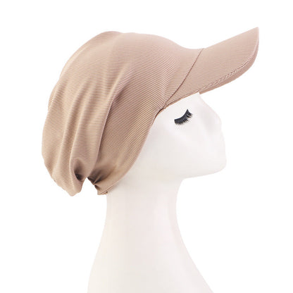 New Striped Brim Turban Hat Duck