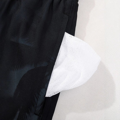 Mens Summer Quick-Dry Double-Layer Beach Swim Trunks