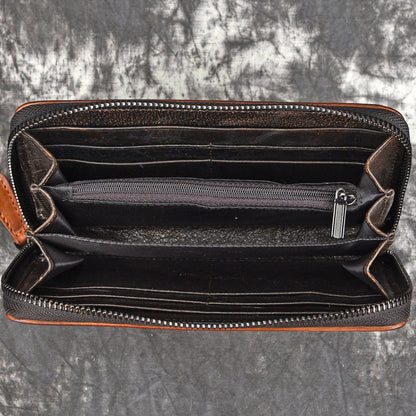 Hand-rubbed Color Multi-card Position Clutch Casual Leather Wallet