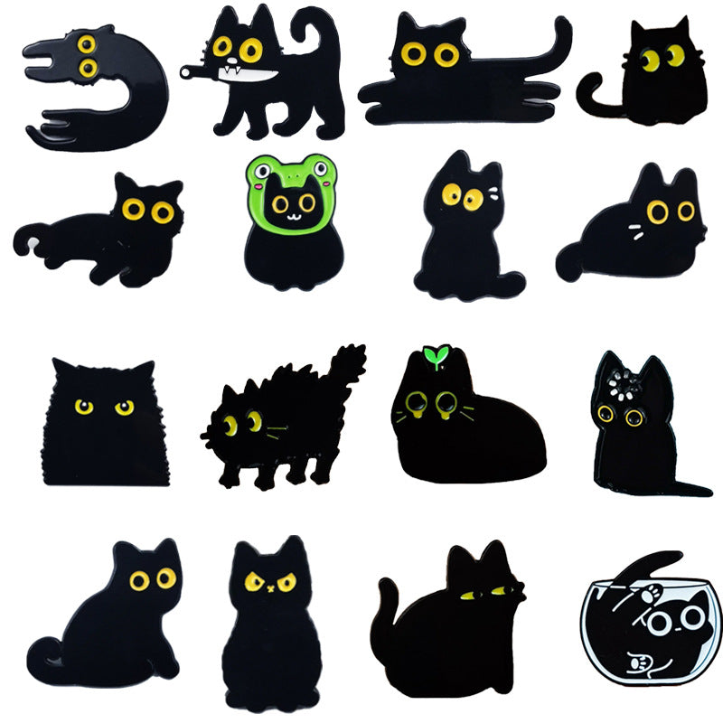 Black Catstyle Brooch, Versatile And Niche, Made Of Alloy For Clothing