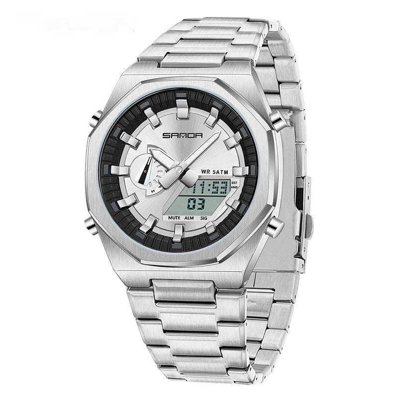 Dual-display  Multi-function Summer-time Mens Watch