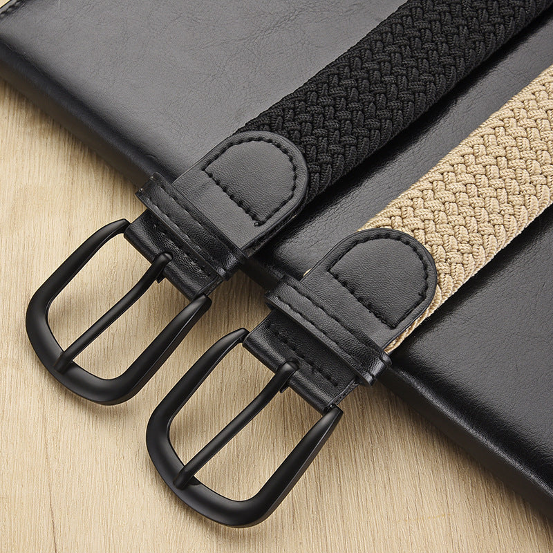 New Men's And Women's Woven Belt Elastic Stretch Punch-free