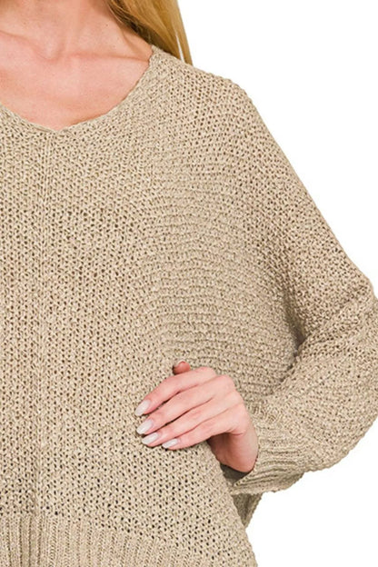 Zenana Dolman Sleeve V-Neck Sweater