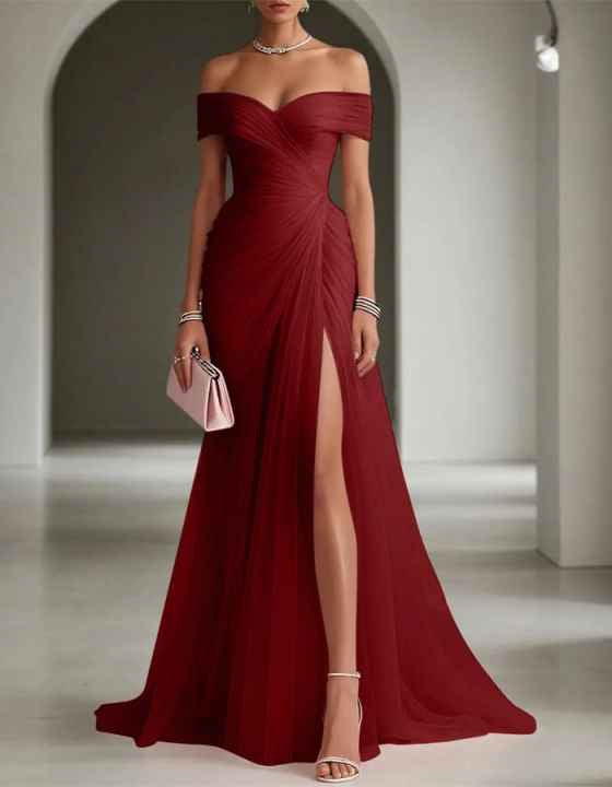 Evening Dress Cross-Border Off-Shoulder European And American Style Womens Dress