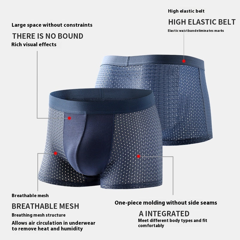 Summer Breathable Ice Silk Men's Boxer Briefs