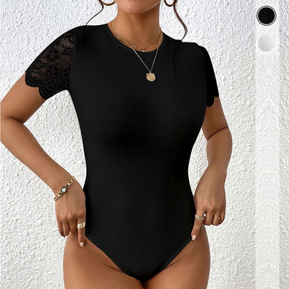 Women's Solid Color Short Sleeve Rompers European And American