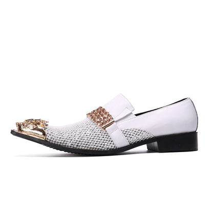 British Pointed Inner Height Increasing Leather Shoes