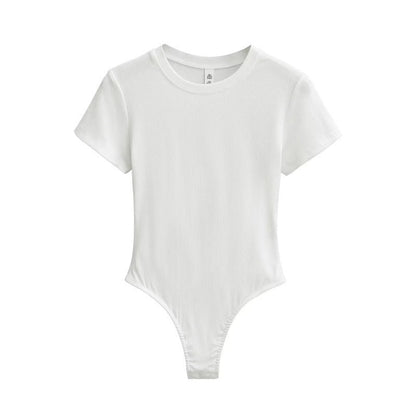 Neck Short Sleeve Rompers Slim Fit Slimming T-shirt Top