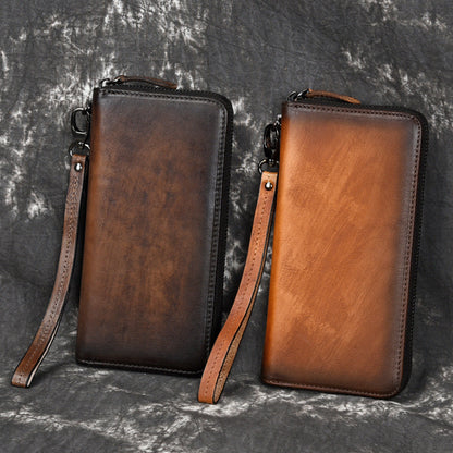 Hand-rubbed Color Multi-card Position Clutch Casual Leather Wallet