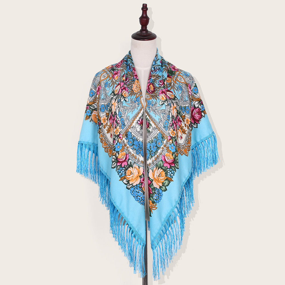 Shade And Sunscreen Printed Fringed Shawl
