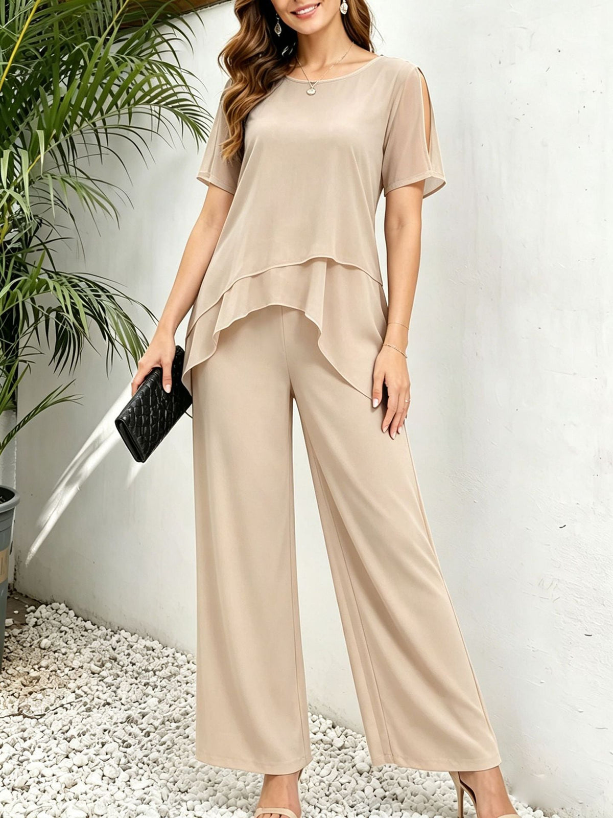 Women's Chiffon Patchwork Irregular Set
