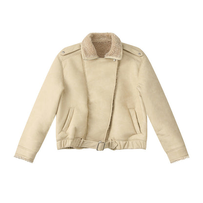 Turn-down Collar Fur-lined Thickened Warm Jacket Coat