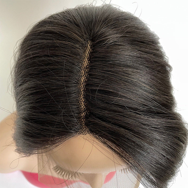 Reality Wig T-shaped Transparent Front Lace Hand-woven European And American Headgear