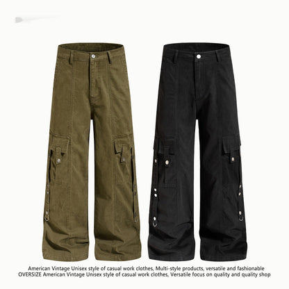Multi-pocket Straight-leg Cotton Work Pants